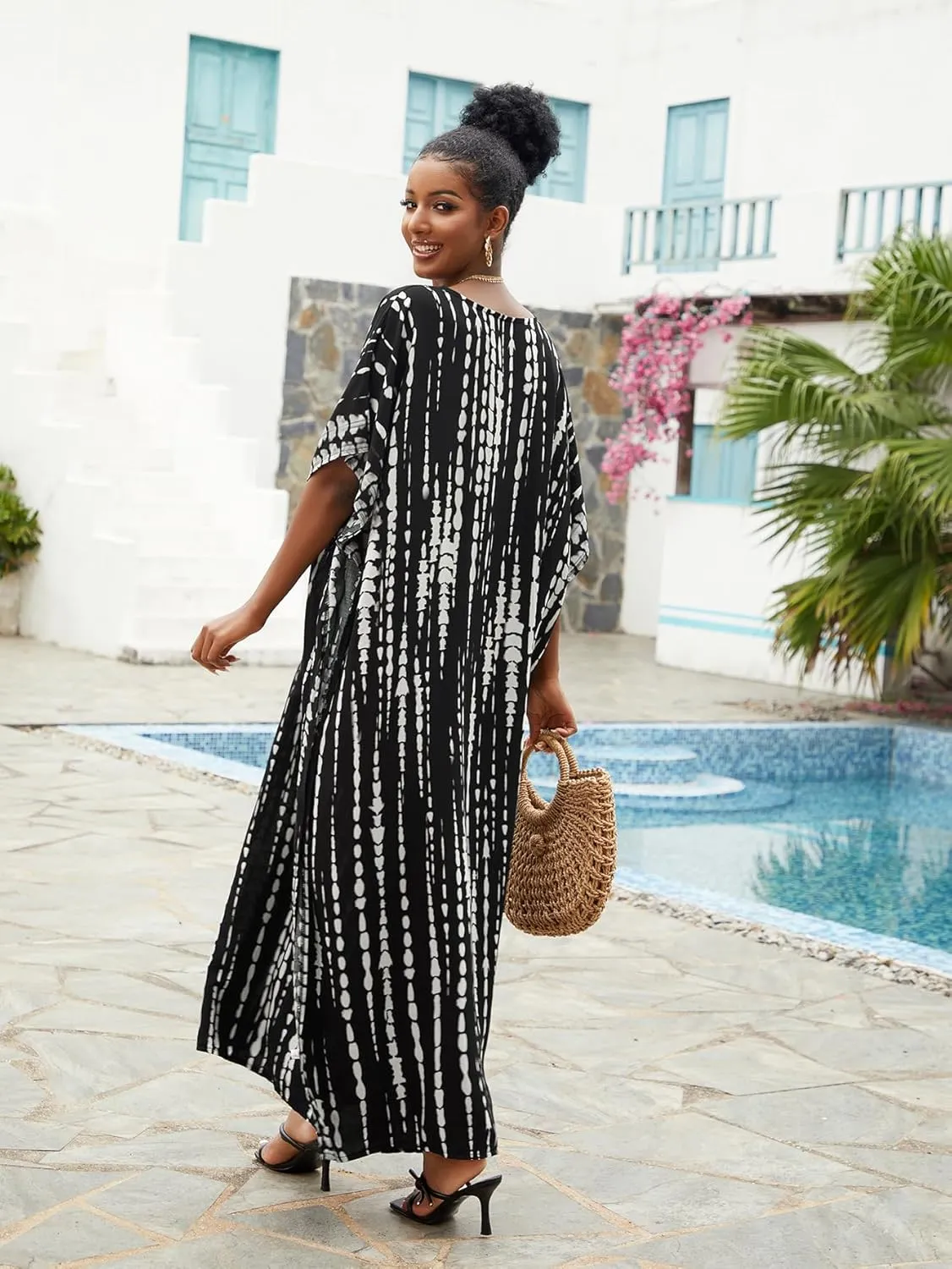 Kaftan for Women Plus Size Bathing Suit Cover up Batwing Dress Loose fit Moroccan Caftan mumu Dresses for Women