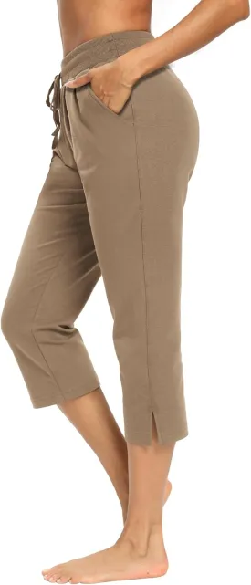 LEXISLOVE Capris for Women Casual Summer Wide Leg Crop Pants Loose Comfy Drawstring Yoga Jogger Capri Pants with Pockets