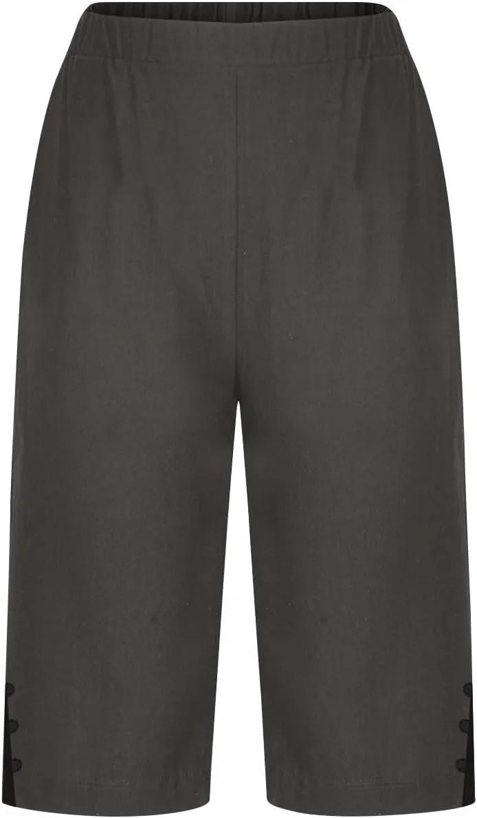 Linen Shorts for Women Knee Length Bermuda Short Loose Fit Elastic Waist Casual Summer Capri Pants with Pockets