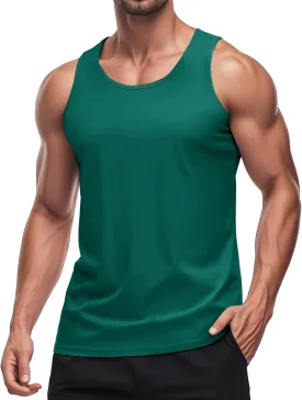 MAGCOMSEN Men's UPF 50  Tank Top Quick Dry Summer Workout Muscle Sleeveless Shirts for Swim Beach Bodybuilding
