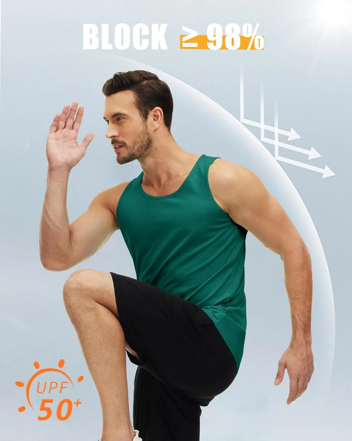 MAGCOMSEN Men's UPF 50  Tank Top Quick Dry Summer Workout Muscle Sleeveless Shirts for Swim Beach Bodybuilding