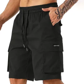 Men's Fashion Athletic Cargo Shorts Elastic Waist Quick-Dry Moisture-Wicking Workout Fitness Hiking Short Pants