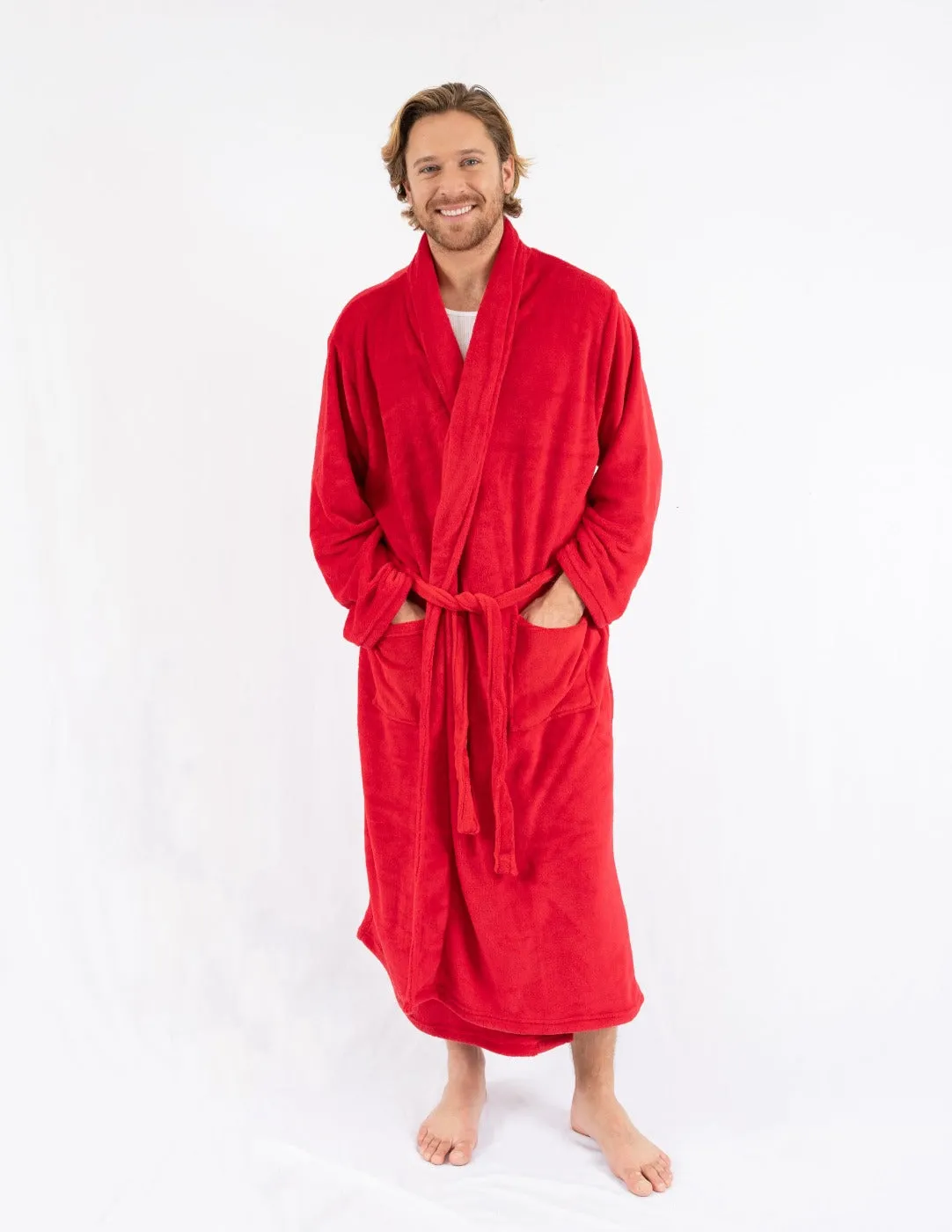 Mens Red Fleece Robe