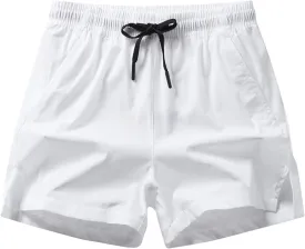 Men's Running Shorts Cotton Quick Dry Breathable Workout Pants with Pocket Drawstring Elastic Waist Gym Shorts