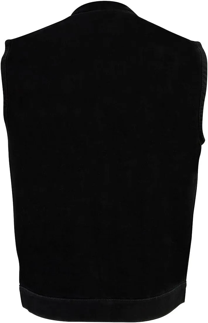 Milwaukee Leather DM2238 Men's Classic Black Denim Club Style Vest with Snap Button Closure