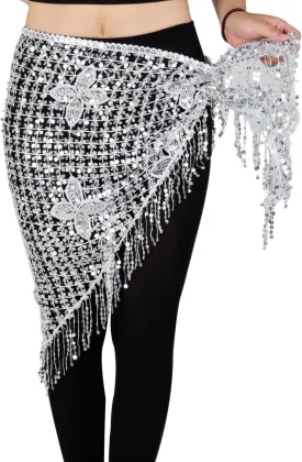MISI CHAO Belly Dance Hip Scarf - Hip Skirt Belly Dancing Belt Triangle Shawl Tassel Belts Waist Chain for Women/Girls
