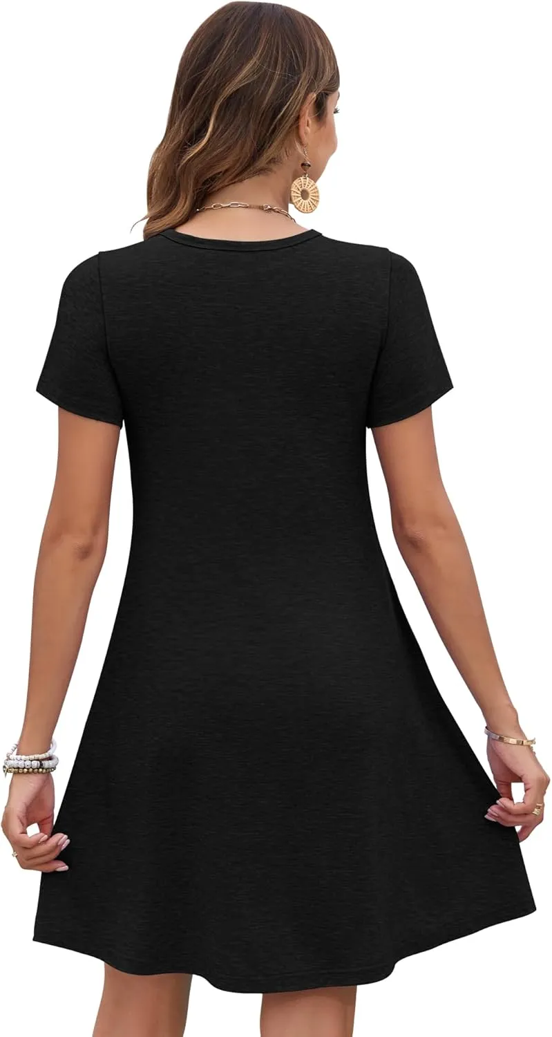 MOLERANI Women's Summer Dress 2025 Casual T-Shirt Pleated Short Sleeve Beach Sundress Travel Vacation Outfit