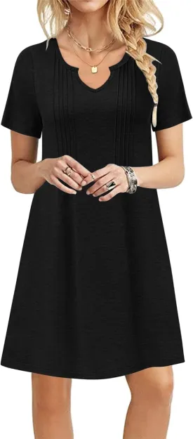 MOLERANI Women's Summer Dress 2025 Casual T-Shirt Pleated Short Sleeve Beach Sundress Travel Vacation Outfit
