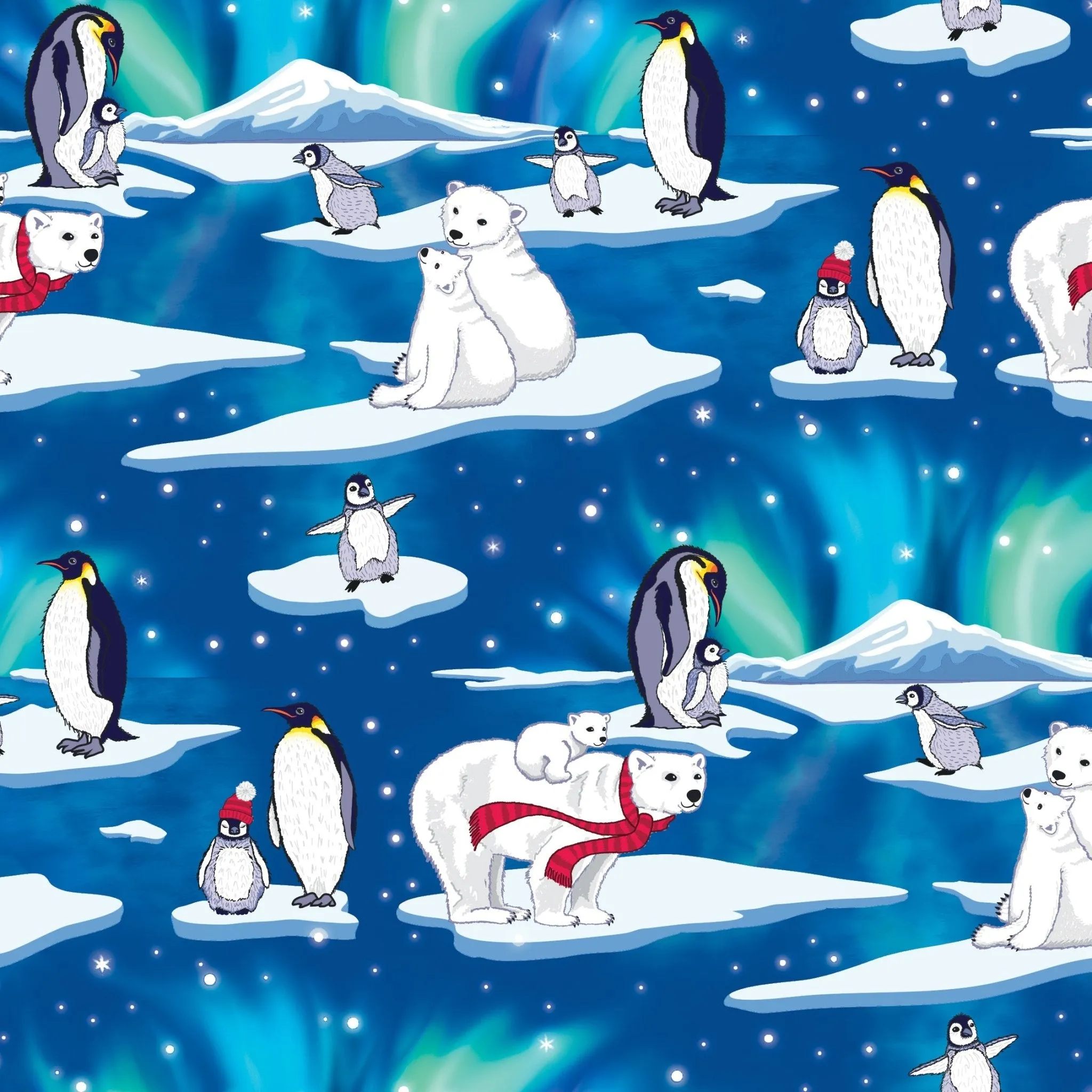 Northern Lights, Polar Bears & Penguins Women's Long Sleeve Pajama Set
