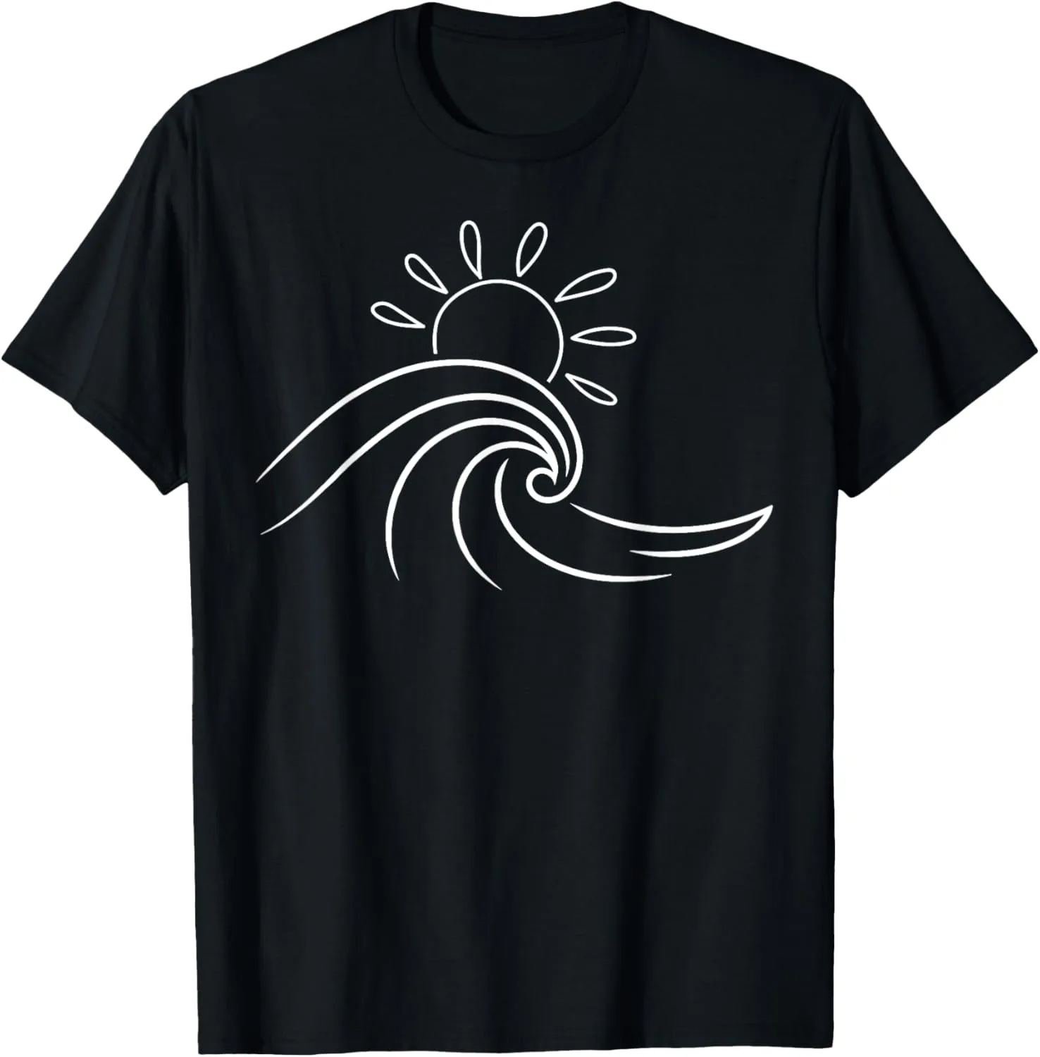 Ocean Wave Sunburst Beach Minimalist Graphic T-Shirt