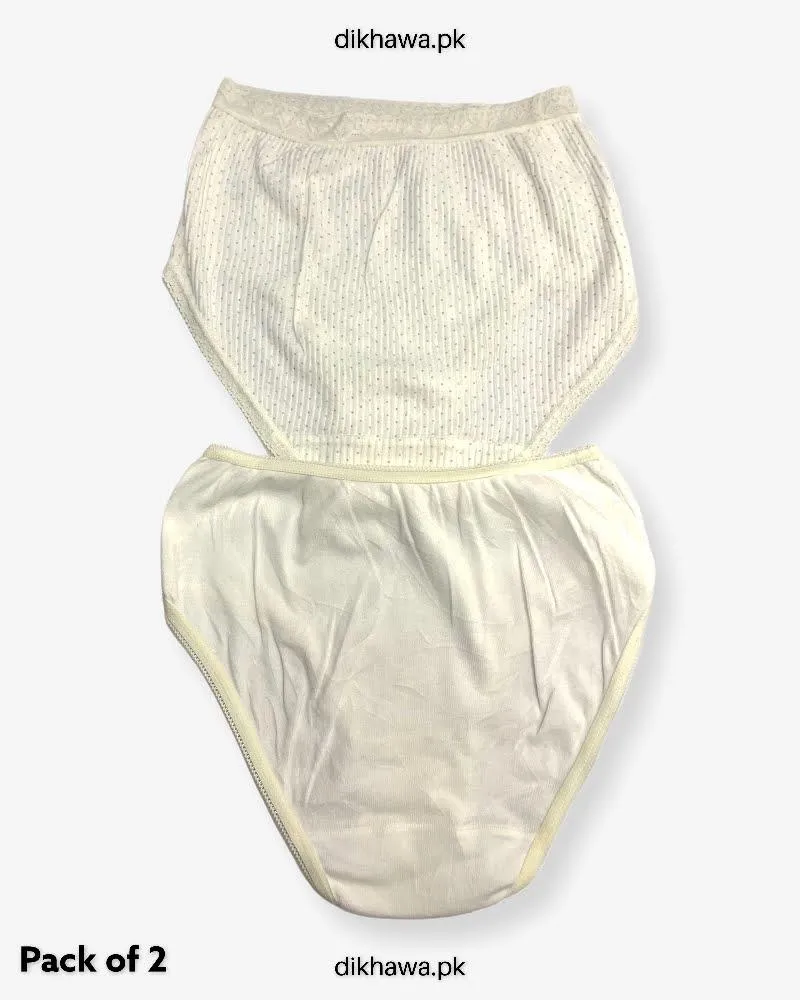 Pack of 2 Imported Stocklot Branded Cotton Panty Stretchable Cotton Lace Panty 2021