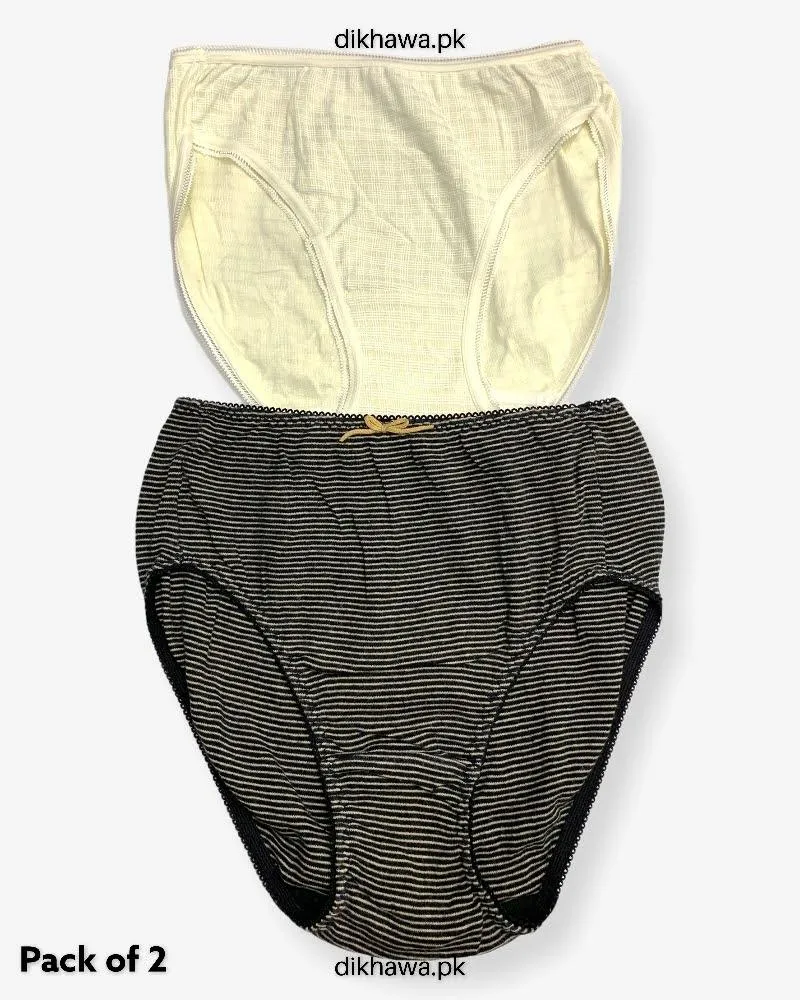 Pack of 2 Imported Stocklot Branded Cotton Panty Stretchable Cotton Lace Panty 2021