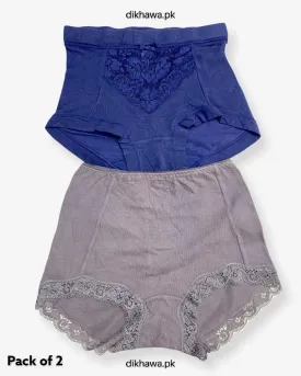 Pack of 2 Imported Stocklot Branded Cotton Panty Stretchable Cotton Lace Panty 2021