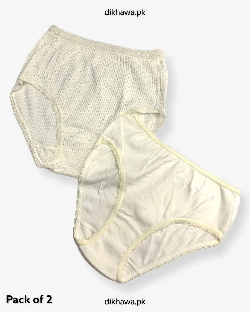 Pack of 2 Imported Stocklot Branded Cotton Panty Stretchable Cotton Lace Panty 2021