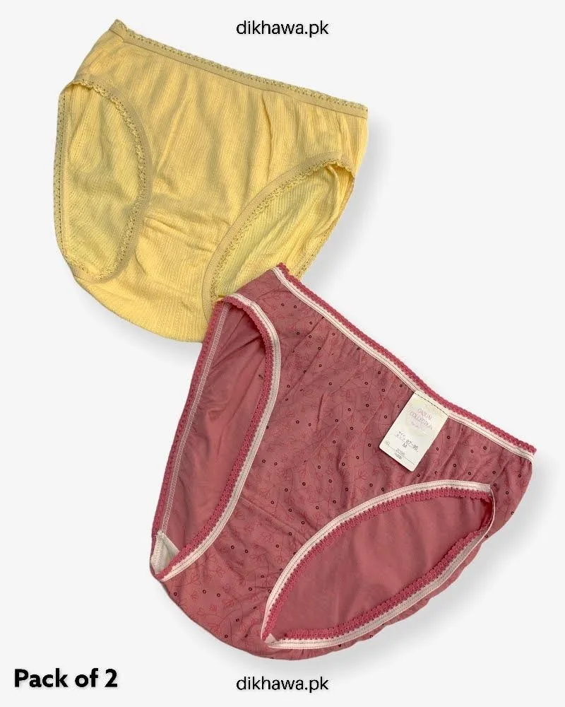 Pack of 2 Imported Stocklot Branded Cotton Panty Stretchable Cotton Lace Panty 2021
