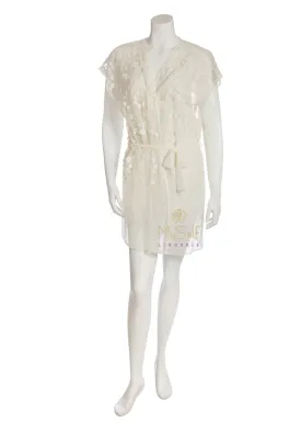 Q80480 Ivory Evette Lace Flowers Robe
