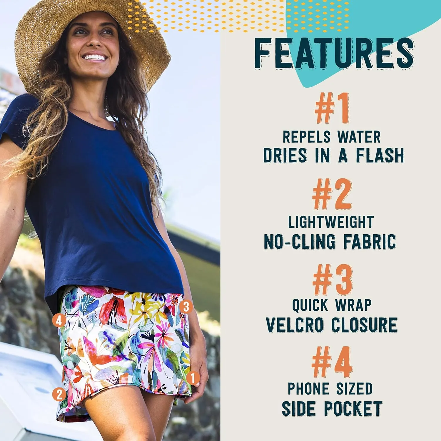 RipSkirt Hawaii Length 1 - Wrap Skirt for Women - Quick Dry Swim Cover-Up with Side Pocket - Lightweight for Beach & Travel