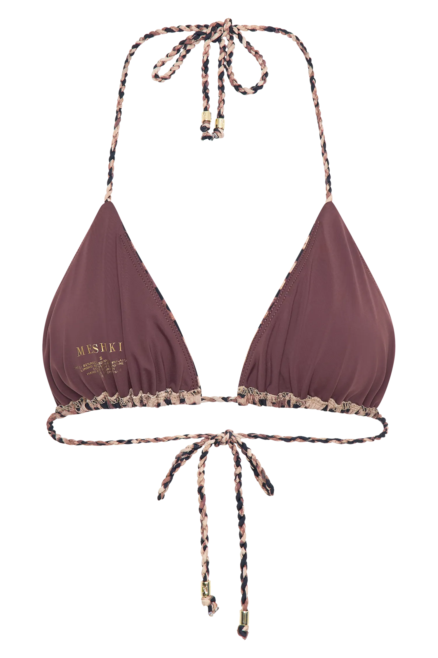 Sachi Triangle Bikini Top With Braided Ties - Leopard Print