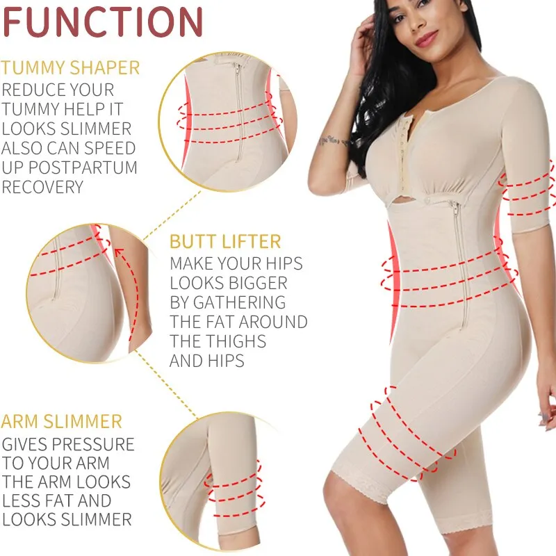 Seamless Full Body Bodysuit with Arm Slimming Shapewear