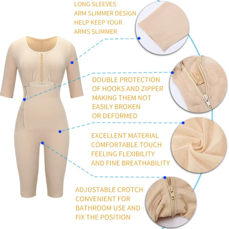 Seamless Full Body Bodysuit with Arm Slimming Shapewear