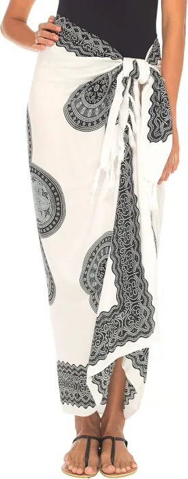 SHU-SHI Womens Beach Swimsuit Cover Up Flower Sarong Wrap with Coconut Clip