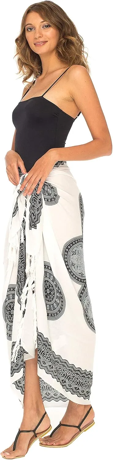 SHU-SHI Womens Beach Swimsuit Cover Up Flower Sarong Wrap with Coconut Clip