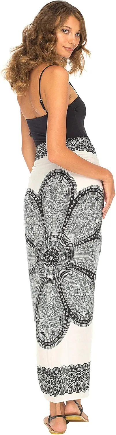 SHU-SHI Womens Beach Swimsuit Cover Up Flower Sarong Wrap with Coconut Clip