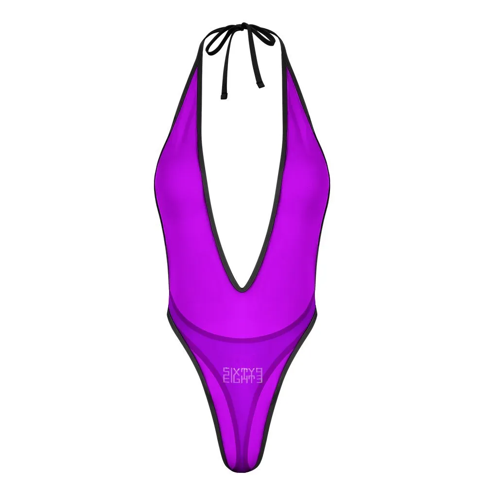 Sixty Eight 93 Logo White Grape Deep-V One Piece