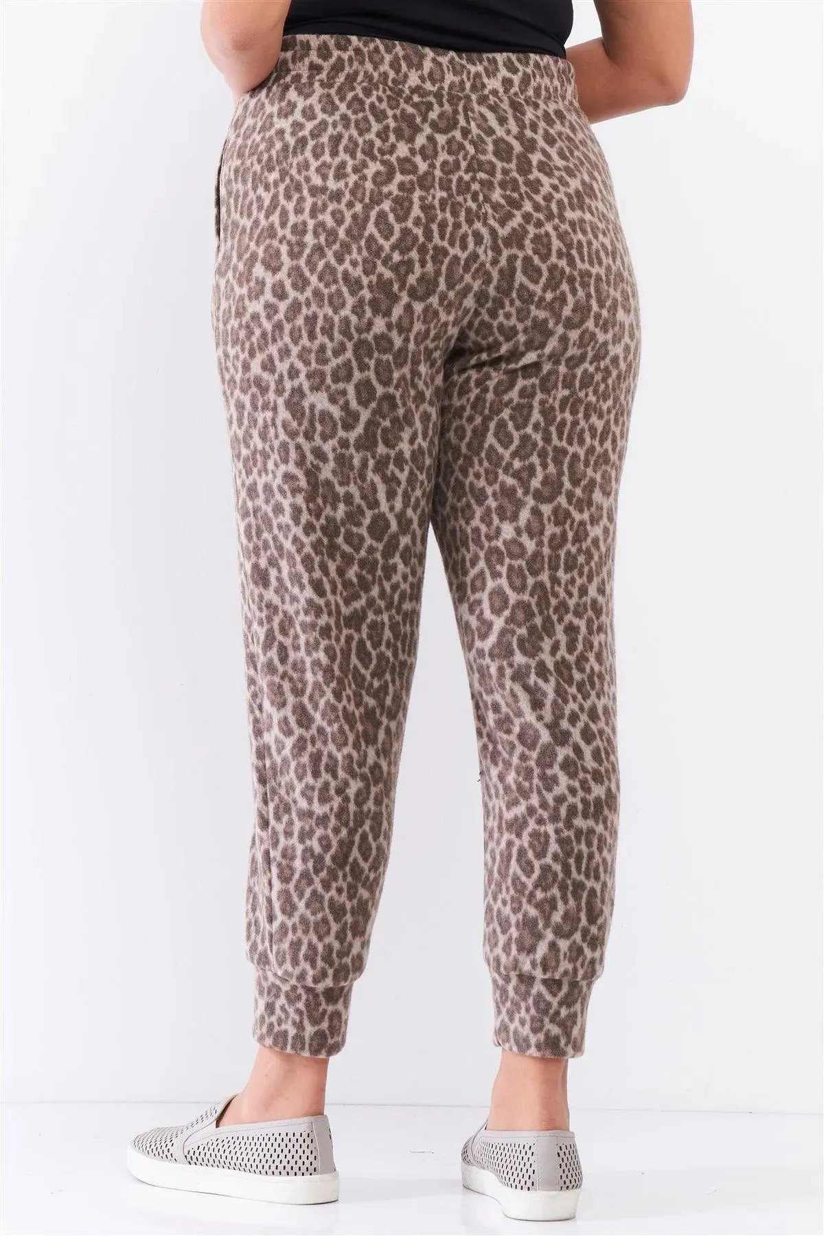 Taupe Brown Leopard Print Self-Tie High Waist Super Soft Lounge Pants /2-2-1