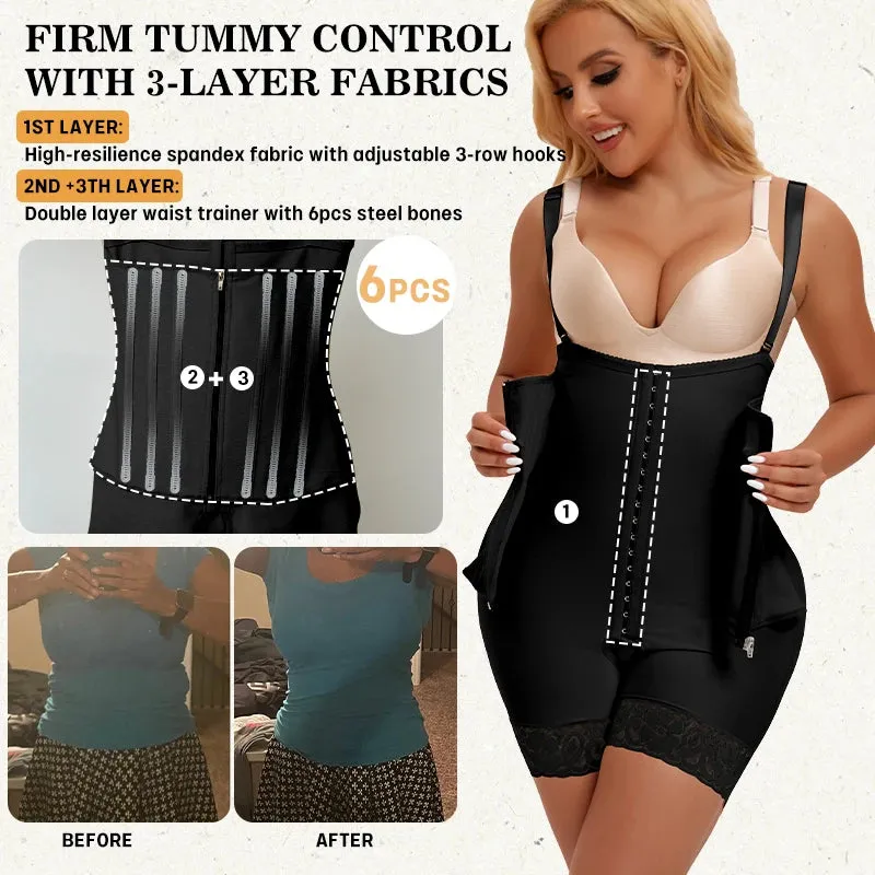 Trend4us Women's Shapewear Girdle Tummy Control Fajas Bodysuit