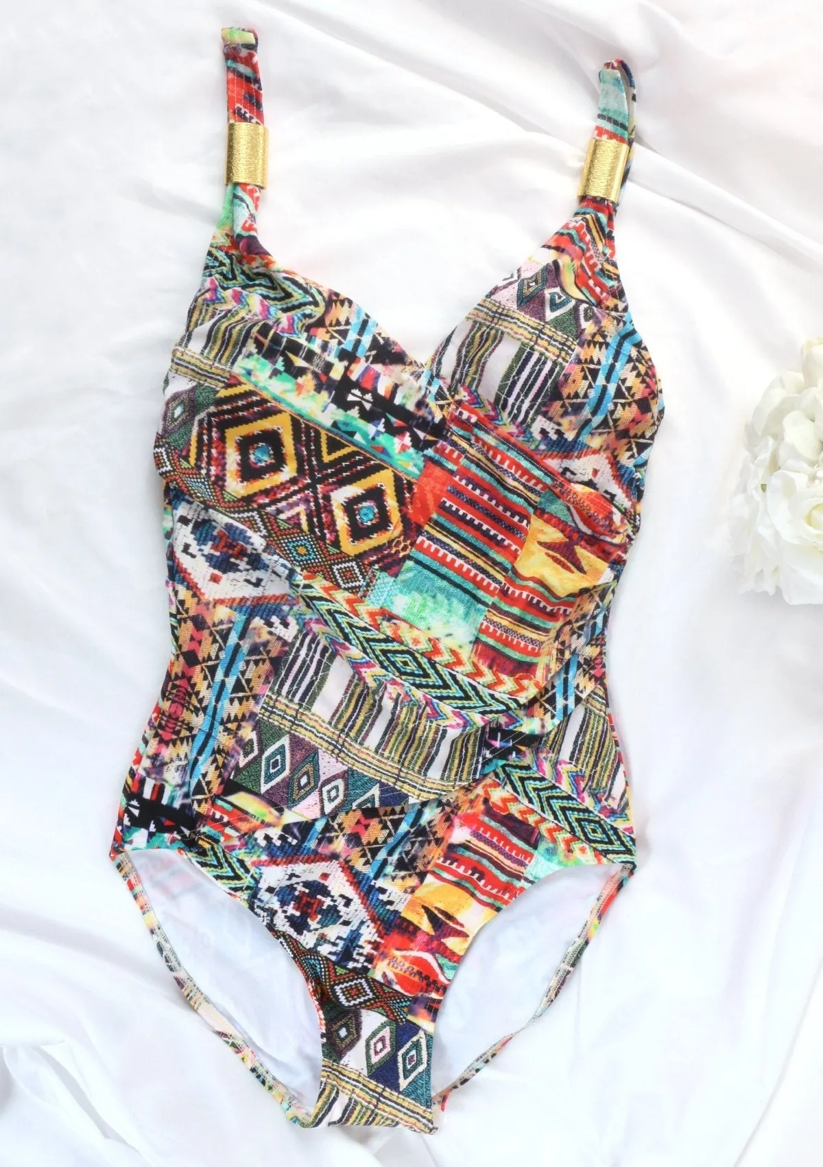 V-Neck One-Piece Swimsuit