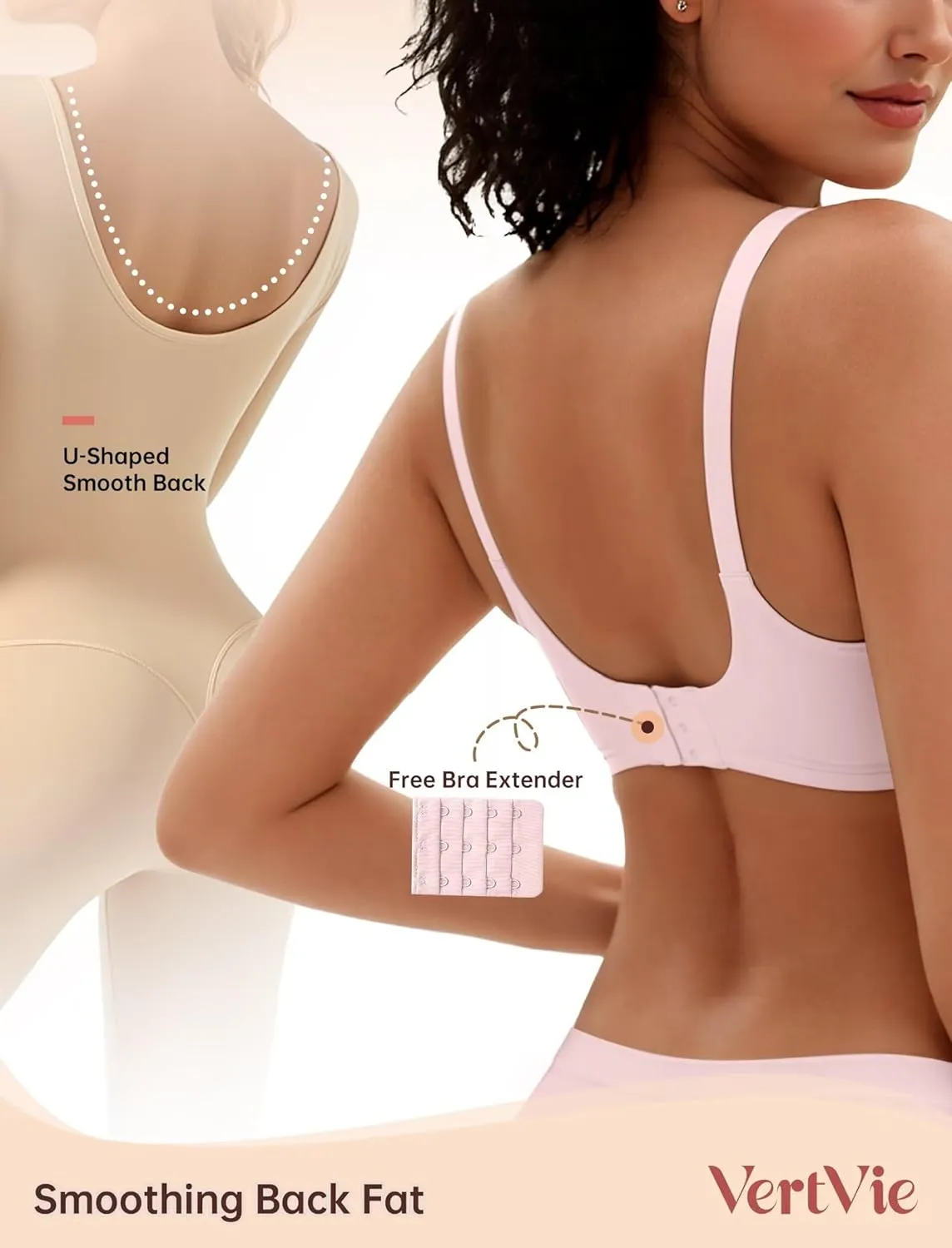 Vertvie Womens Wireless Bras No Underwire Push Up Bra Seamless Supportive Full Coverage Everyday Bras Regular and Plus Size