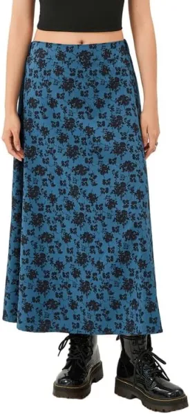 Vintage Grunge Fairycore Midi Skirts Printed Split Long Skirts A Line Mid-Calf Skirt Harajuku Fall Winter Retro Clothing