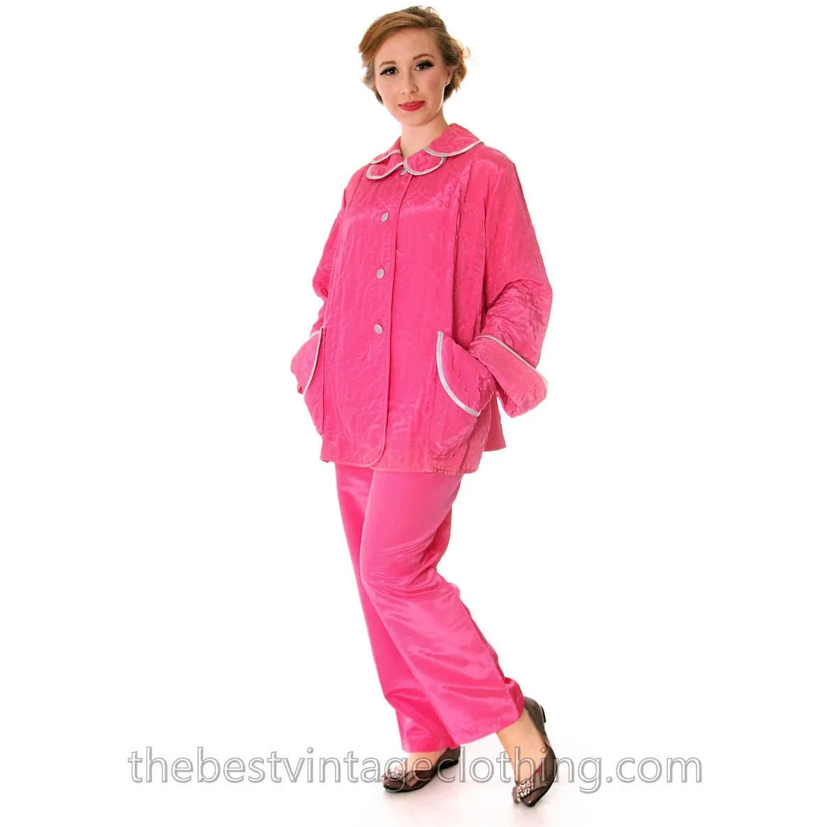 Vintage I Love Lucy Pajamas Womens Fuchsia Lyn Delle 1950s 46-28-40  US Size 6 Lyn Delle