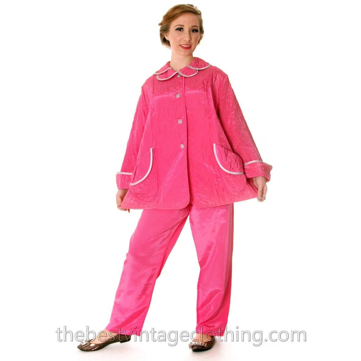 Vintage I Love Lucy Pajamas Womens Fuchsia Lyn Delle 1950s 46-28-40  US Size 6 Lyn Delle