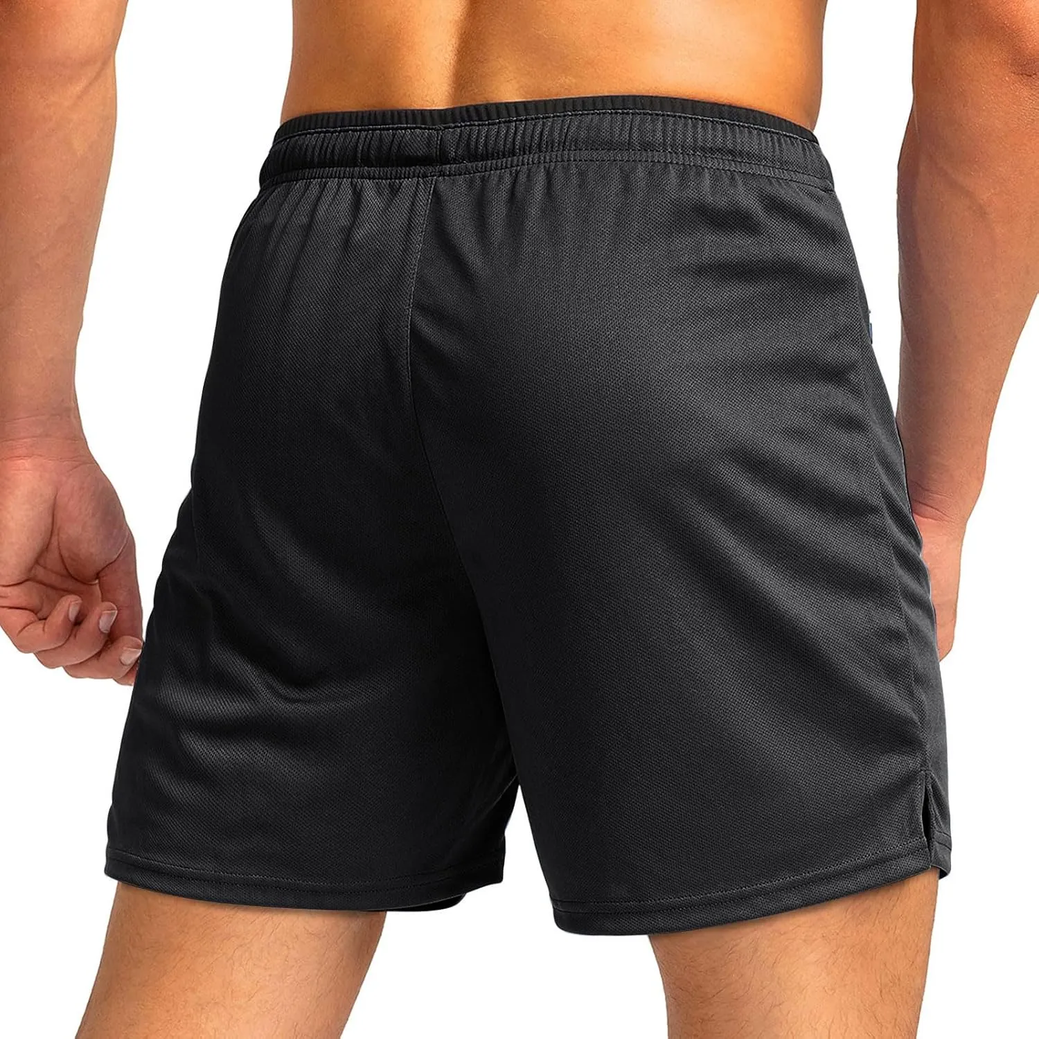 WENKOMG1 Mens Quick Dry Jogging Shorts Elastic Waist Drawstring Breathable Workout Shorts SweatShorts with Zip Pockets