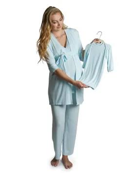 Whisper Blue Maternity & Nursing PJ & Baby Set