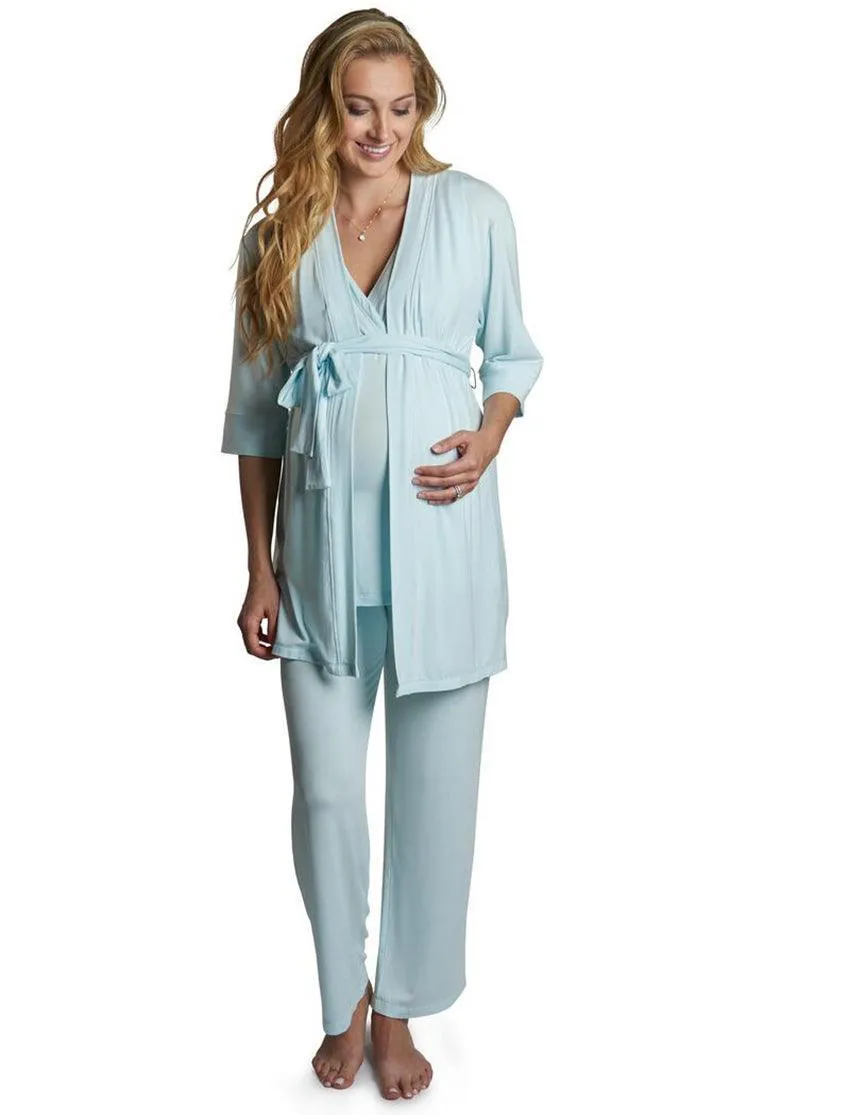 Whisper Blue Maternity & Nursing PJ & Baby Set