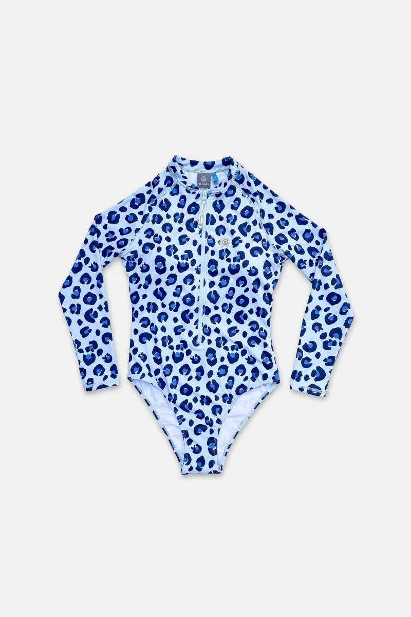 Woman swimsuit - Long sleeve - Animal Print Blue