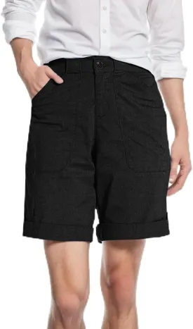 Women Bermuda Shorts Summer Comfy Casual High Waist Baggy Cargo Shorts Button Elastic Waist Wide Leg with Pockets
