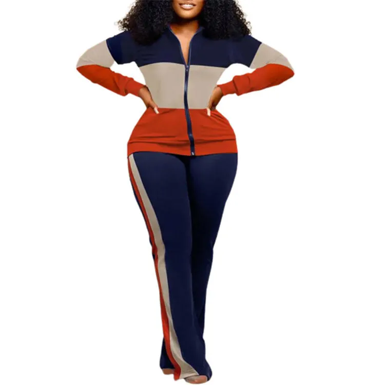 Women Fashion Two Piece Pants  Set Sports Tracksuits with Pocket