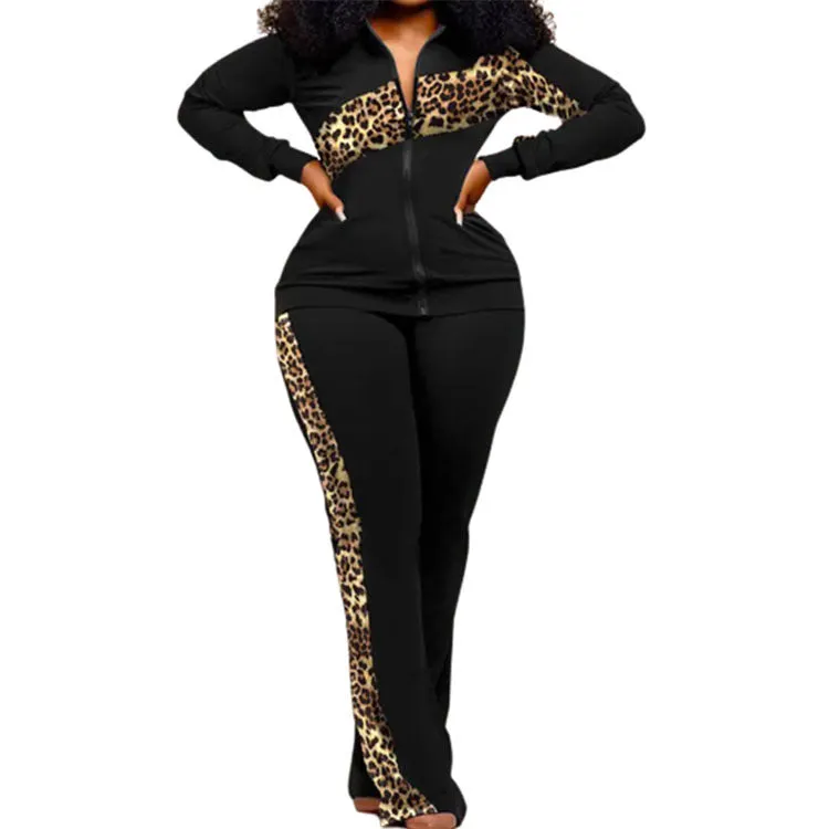 Women Fashion Two Piece Pants  Set Sports Tracksuits with Pocket