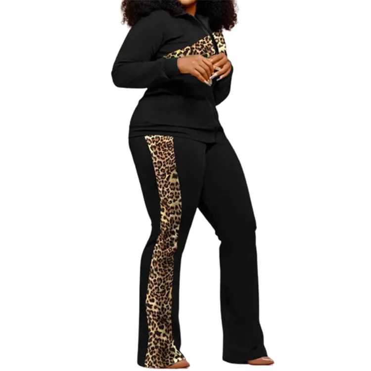 Women Fashion Two Piece Pants  Set Sports Tracksuits with Pocket