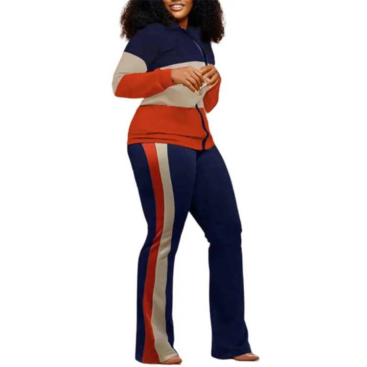 Women Fashion Two Piece Pants  Set Sports Tracksuits with Pocket