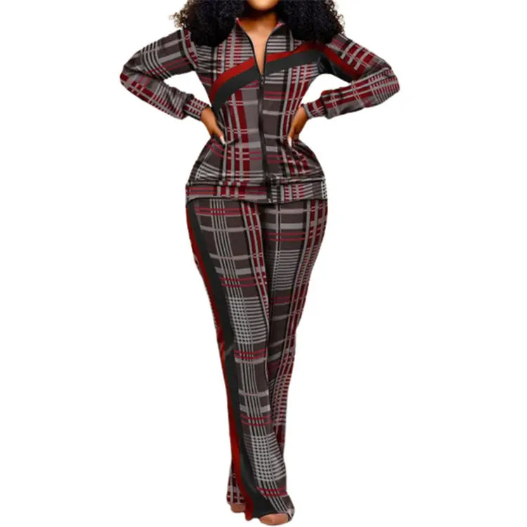 Women Fashion Two Piece Pants  Set Sports Tracksuits with Pocket