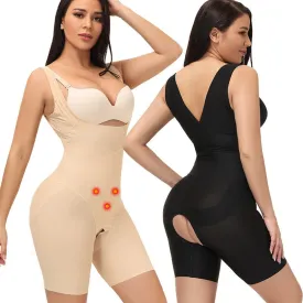 Women Shaping Bodysuit Open Bust Cross Waist Shaper Shorts
