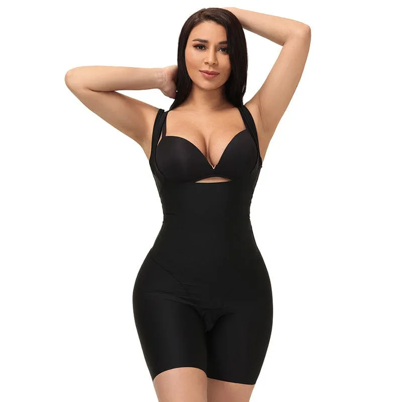 Women Shaping Bodysuit Open Bust Cross Waist Shaper Shorts