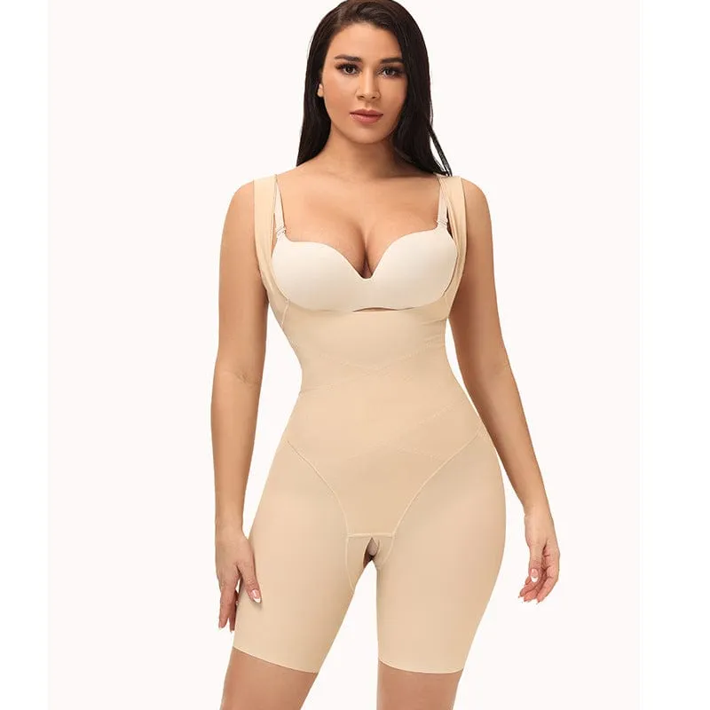 Women Shaping Bodysuit Open Bust Cross Waist Shaper Shorts