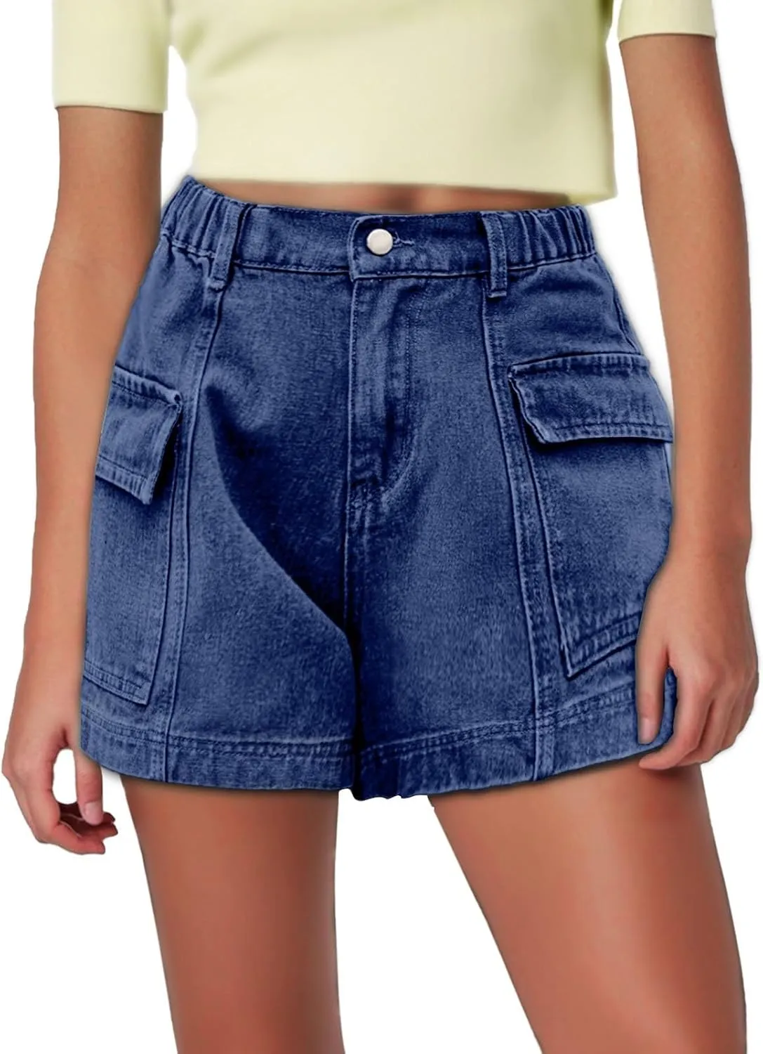 Womens Denim Shorts Summer Baggy High Waisted Flowy Wide Leg Buttons Pleated Casual Jean Shorts Fashion Ruffle Skorts