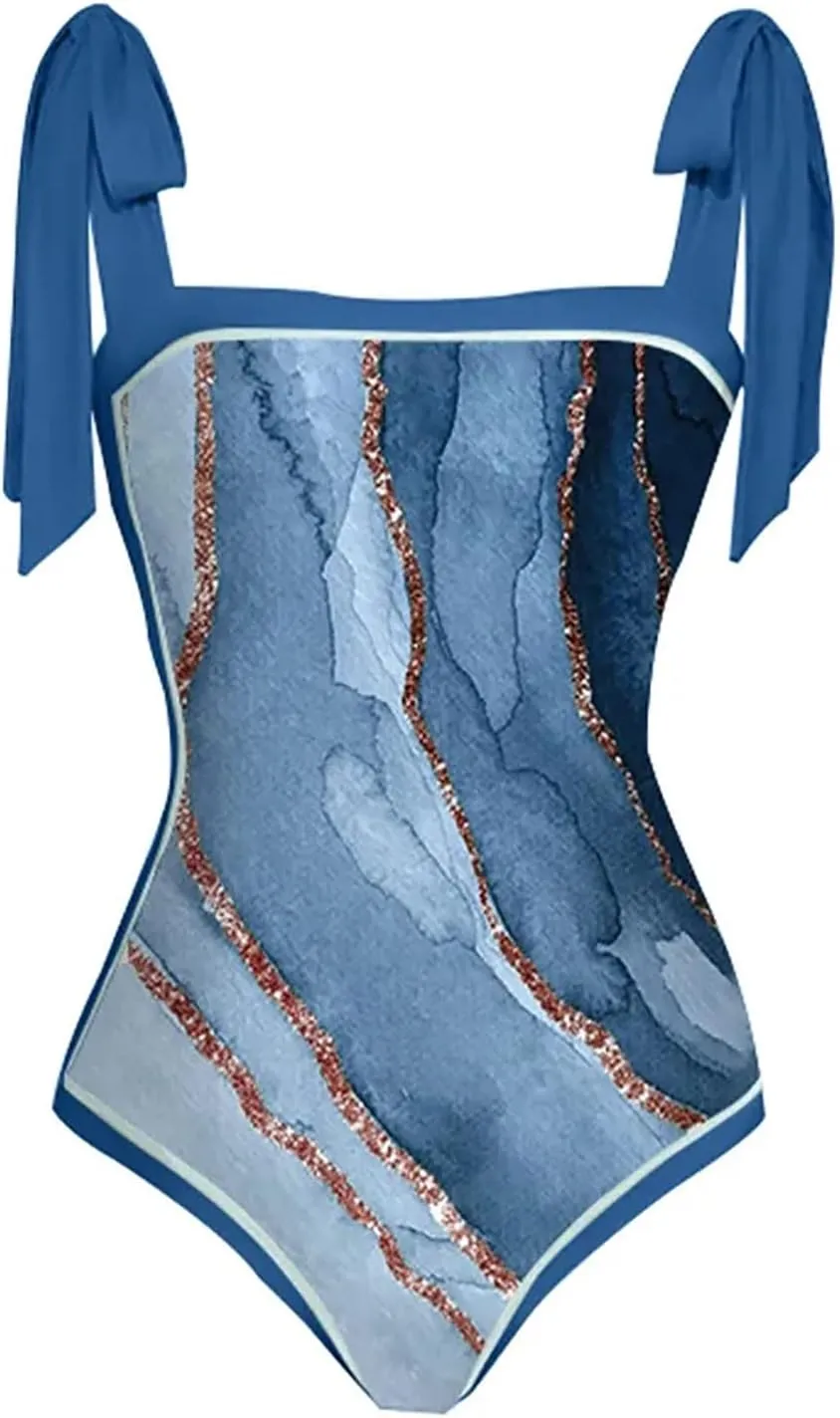Womens One-Piece Swimsuit Print Chiffon Cover Up Beach Sarong Swimwear Beachwear Retro Wrap Maxi Skirt Bathing Suit